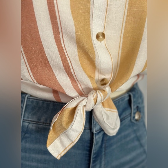 Altar'd State Cream Tan Short Sleeve Button Down Polo (846) - Picture 12 of 14